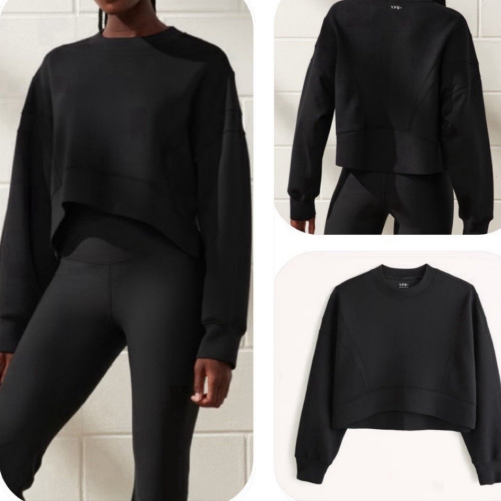 YPB Abercrombie & Fitch sz M neoKNIT Cropped Black Sweatshirt